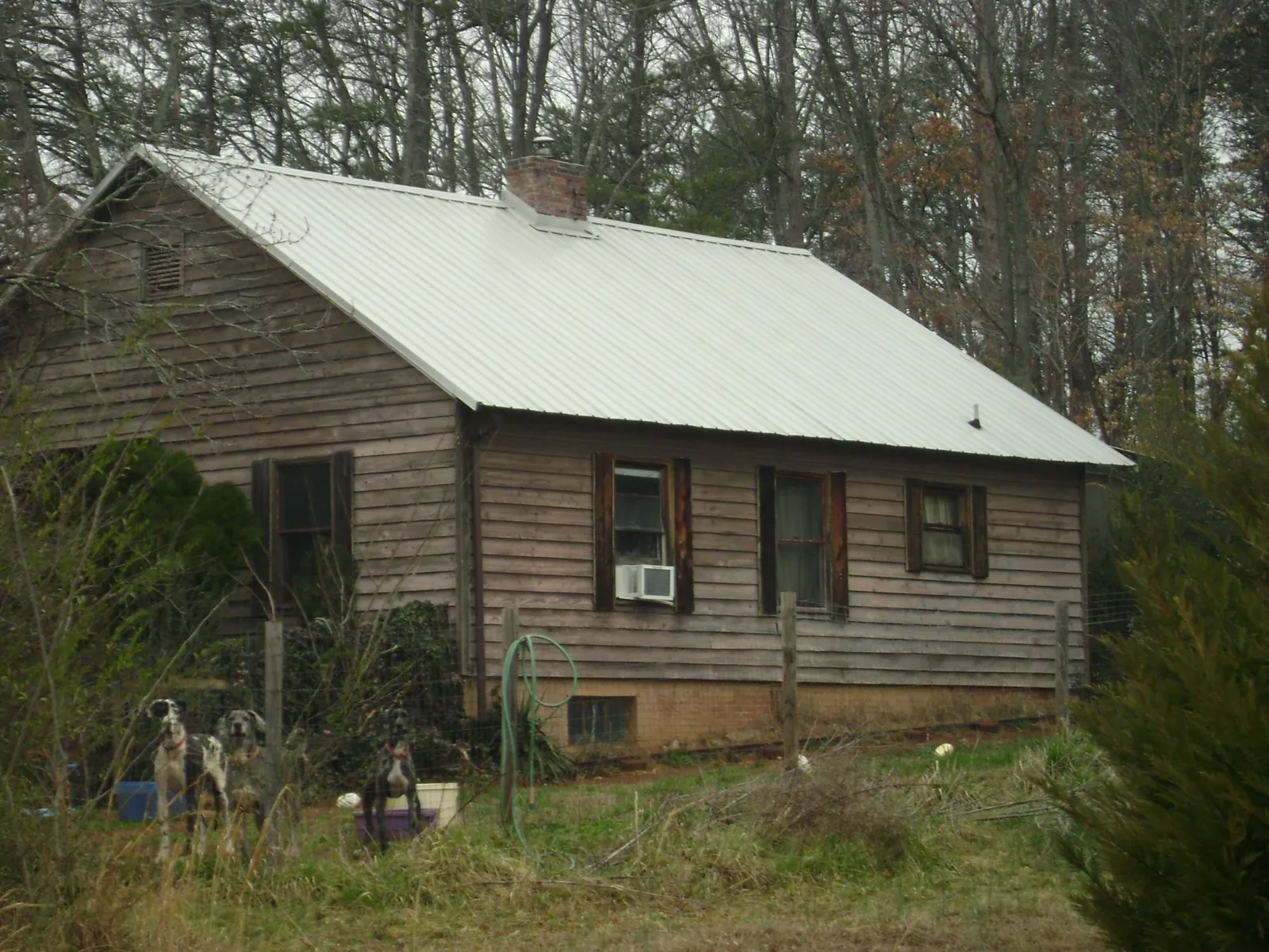 White metal roof on an old wood sided farmhouse, from a Asphalt Shingle Roof Repair job in Cheyenne